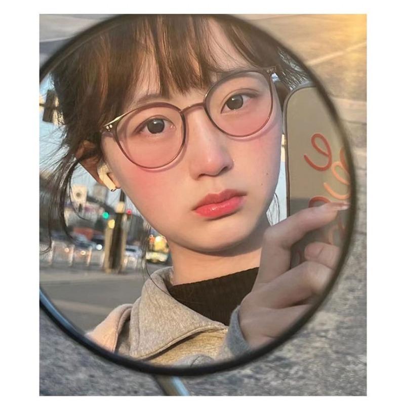 3Pcs Tender Blush Anti Radiation Eyeglasses for Women Round Frame Sun Glasses