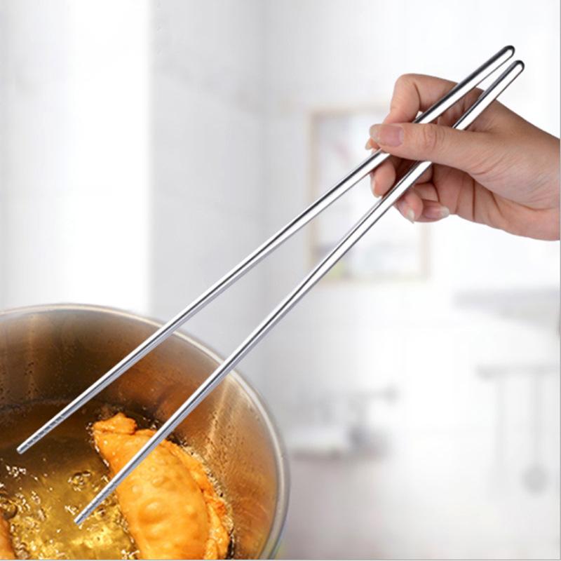 304 Stainless Steel Long Chopsticks Fried Chopsticks Kitchen Household Hot Pot Chopsticks Heat-resistant 36cm Long Chopsticks