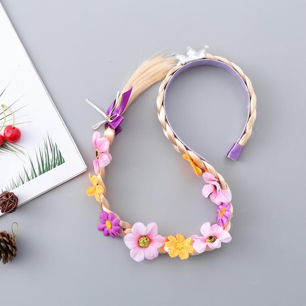 BOJIDO Rapunzel Stirnband Perücke, Prinzessinnen Haaraccessoire für Kinder, Geflochtenes Haarteil, Blondes Haar, Cosplay, Geburtstags-Requisite, Halloween, Weihnachten, Für Mädchen