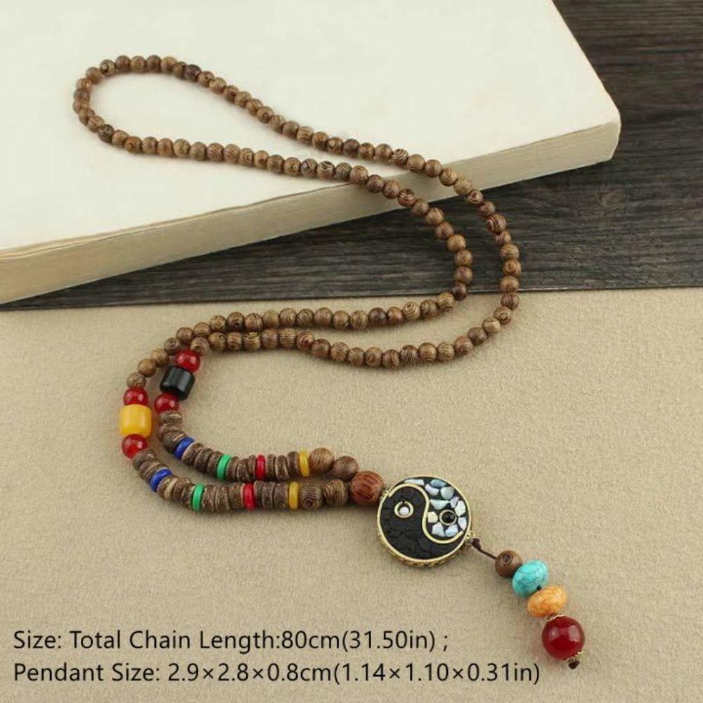 Mala Wood Bead Pendant Necklace Ethnic Jewelry Ethnic Jewelry New Nepal Necklace