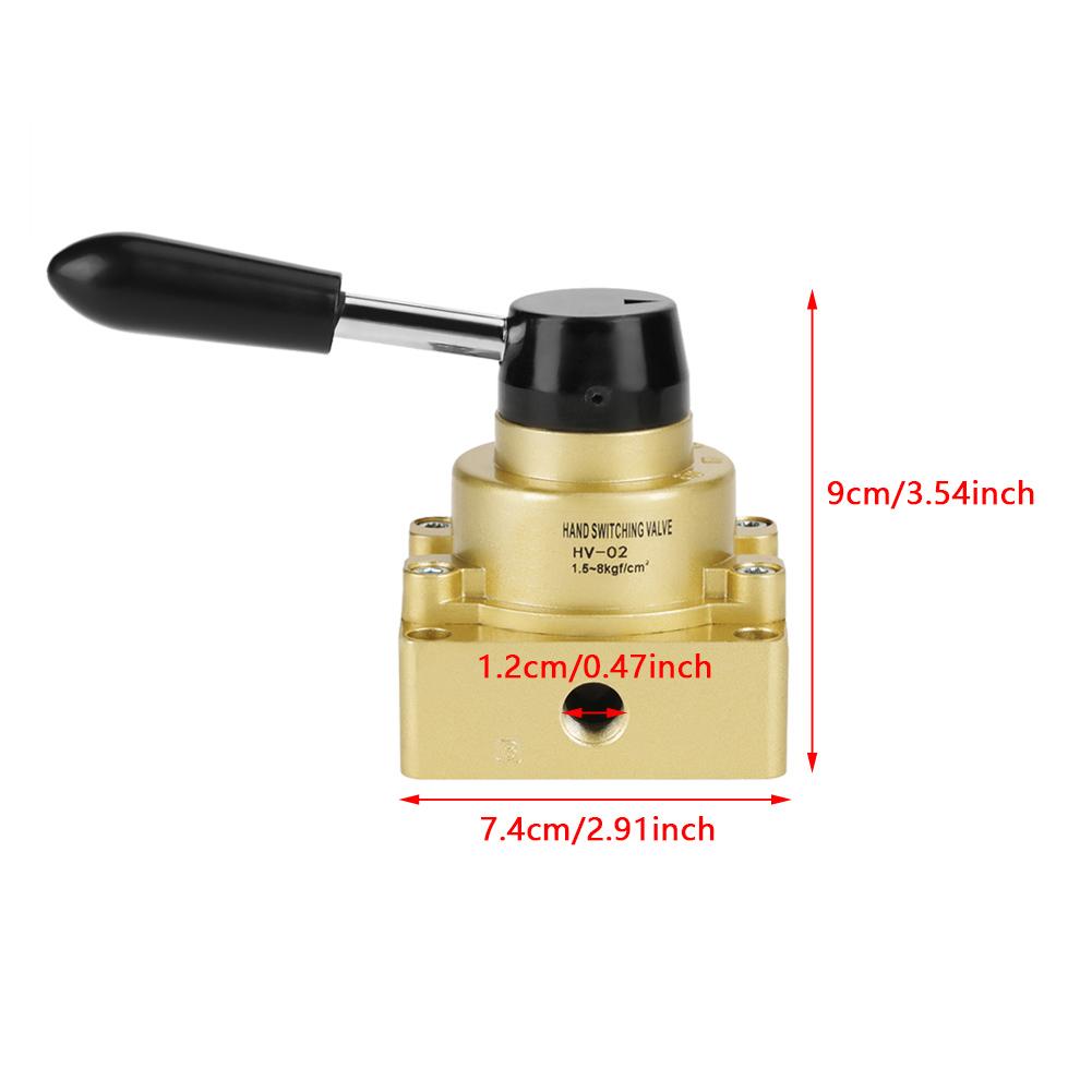 HV02 PT 14" Port 3 Positions 4 Ways Air Pneumatic Hand Lever Valve 1.58kgfcm2