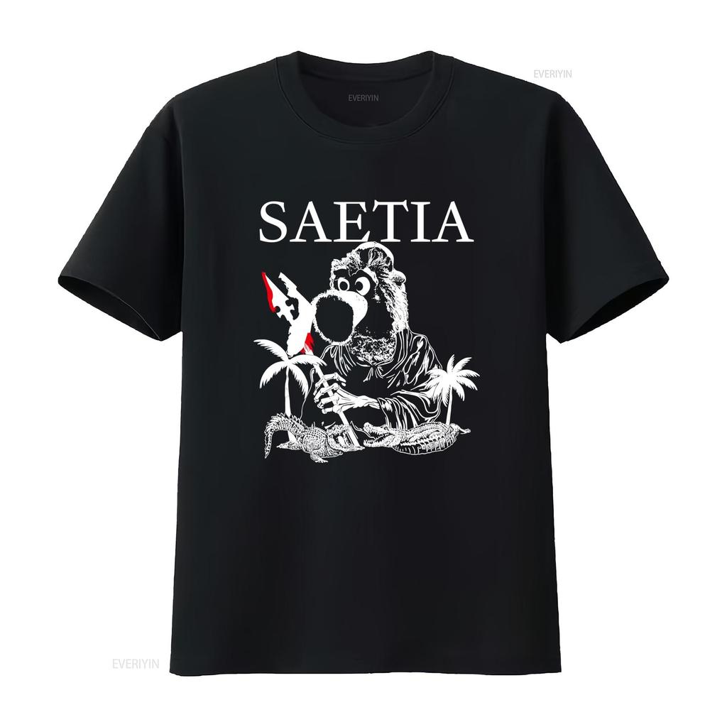 Rare Saetia Band Fan Black T Shirt AL189 Unique Design with Iconic Mascot Palm Trees Alligators vintage Washed streetwear