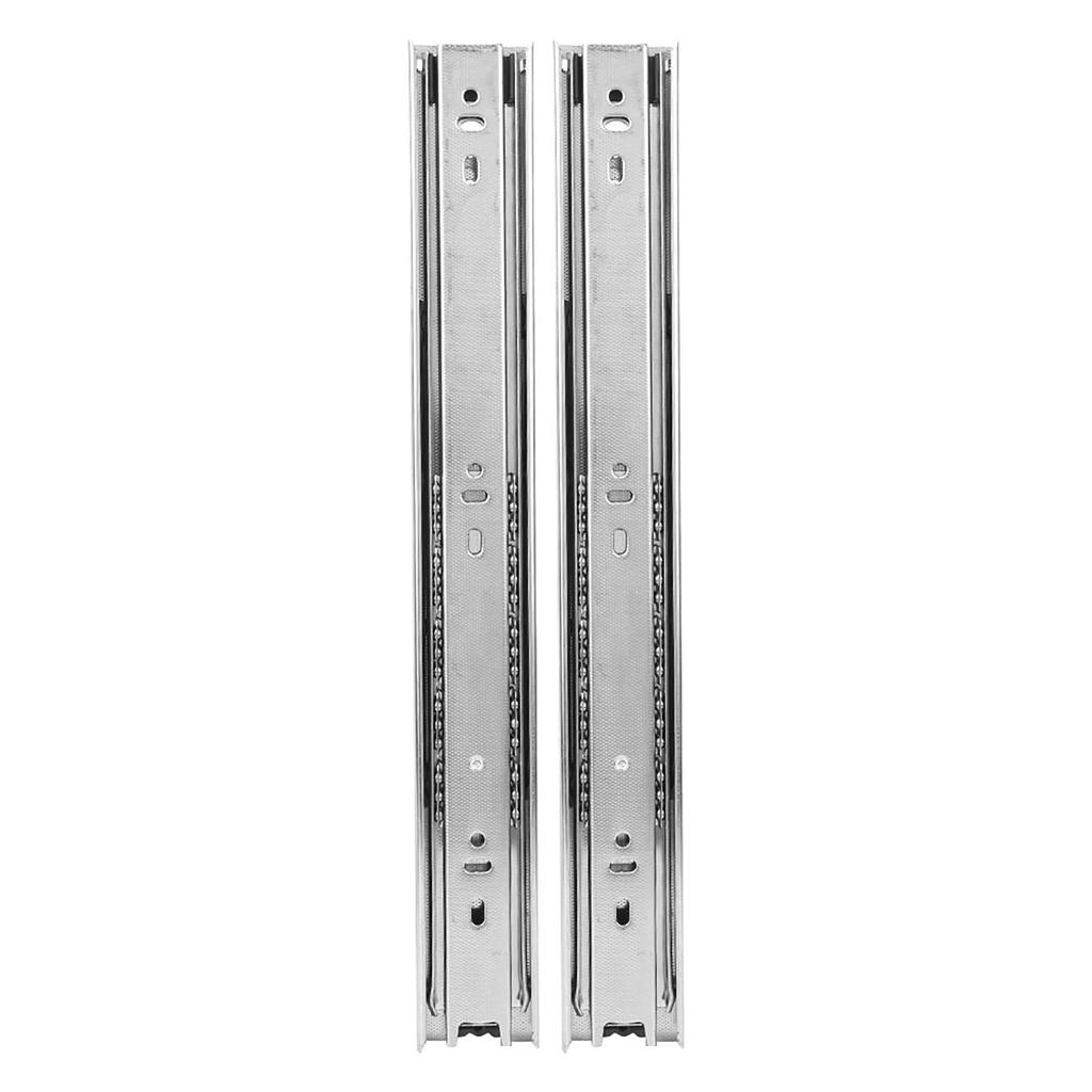 2 Pcs Drawer Slide 12in 3 Sections Ball Bearing Flexible Cabinet Drawer Sliding RailWhite