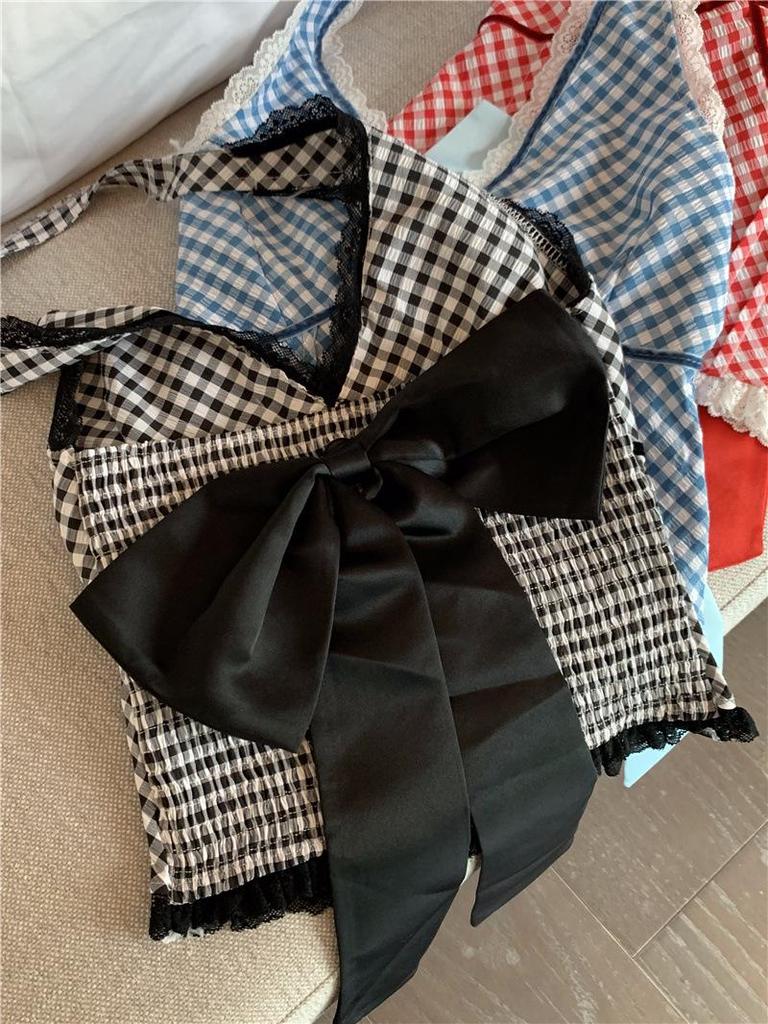 Pure & Sexy Red Plaid Lace Halter Top - Women's Summer Tank