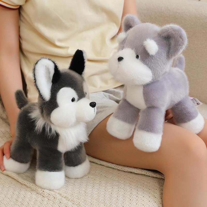 25Cm High Quality Lifelike Pet Dog Plush Toys Stuffed Handmade Schnauzer Husky Golden Retriever Doll Soft Hugging Puppy Doll