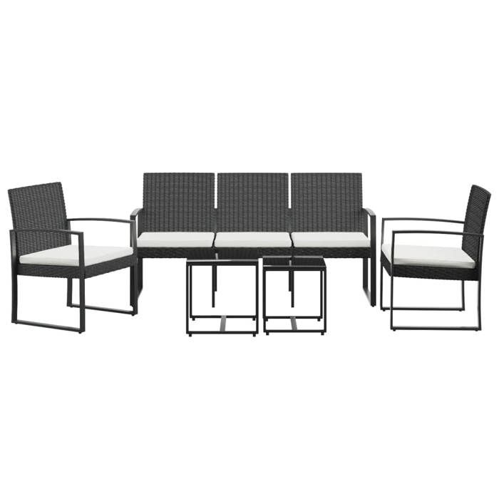 VidaXL Ensemble à manger de jardin avec coussins 5 pcs noir rotin PP, ensemble à manger, ensemble à manger d'extérieur, 360218