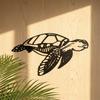 1pc Beach Metal Turtle Wall Art, Black Iron Sea Turtle Sculpture, Coastal Ocean Home Decor for Bathroom Living Room