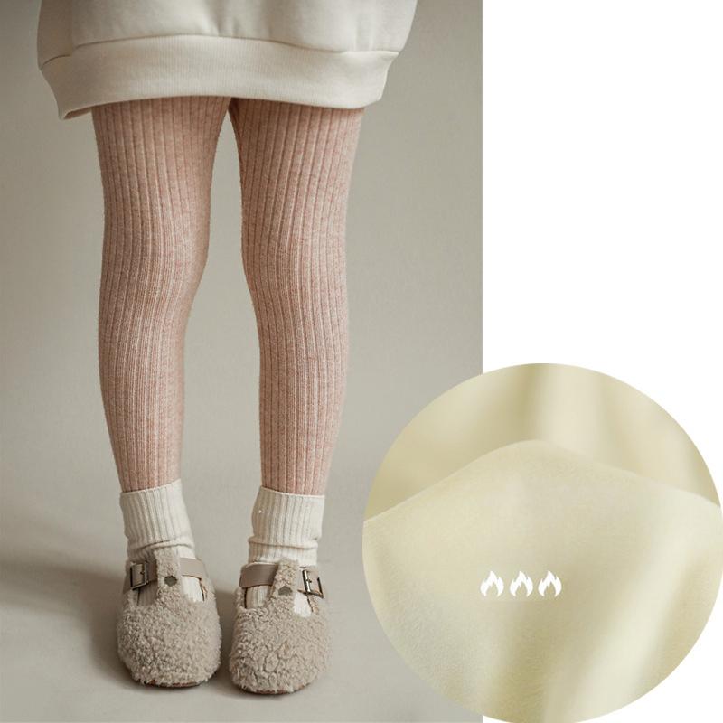 

Осенние и зимние леггинсы для девочек, а также бархатные теплые шерстяные штаны, детские эластичные узкие полосатые брюки для малышей 90 розовый