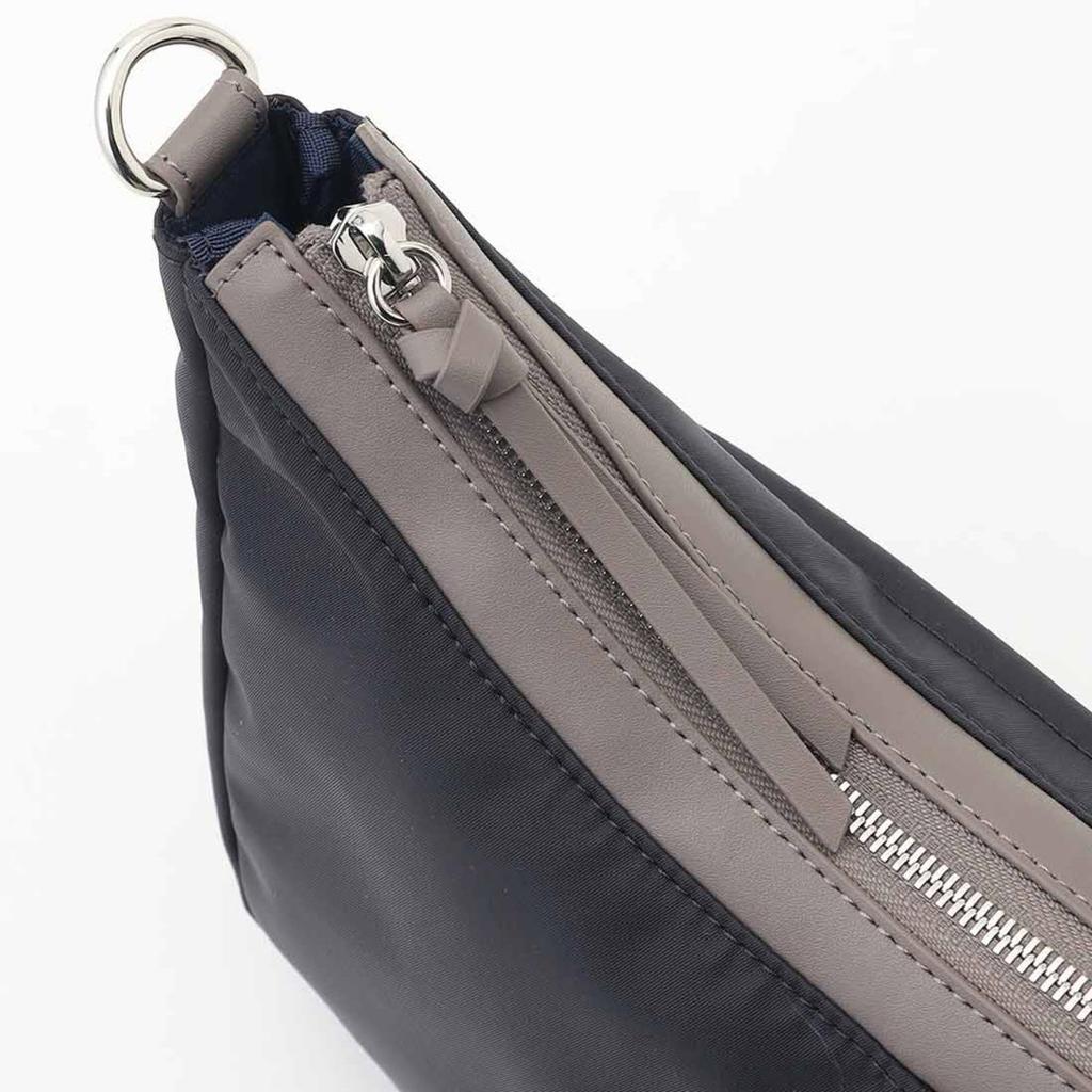 Isaac Twill Nylon Curved Shoulder Bag, Size S, 2004701, Navy (66)
