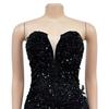 C6713 Women's Fashion Solid Color Backless Sequin Feather Bandeau Dress