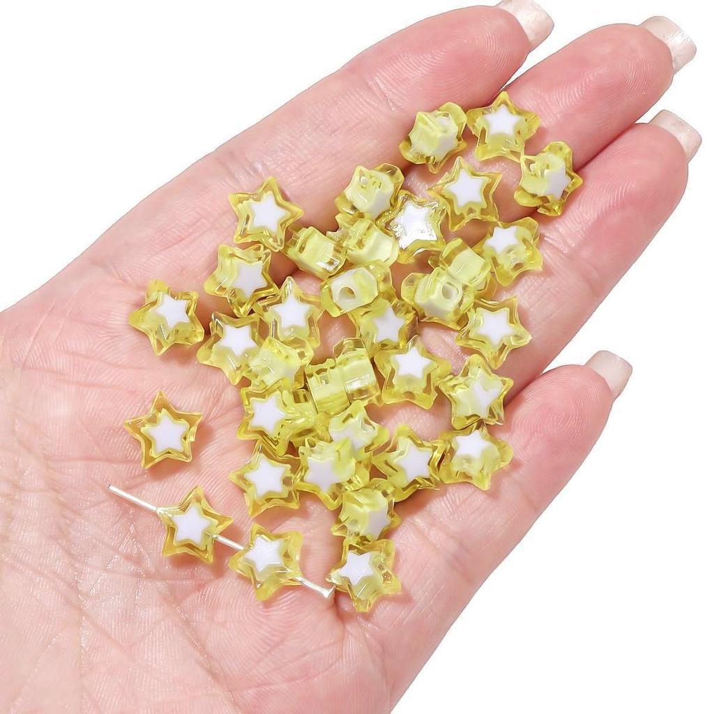 Håndlaget Armbånd Perler Akryl Tofargede Perler Pentagram Løse Perler Håndperlede Perler Halskjede Håndlaget DIY Perlehalskjede Smykketilbehør