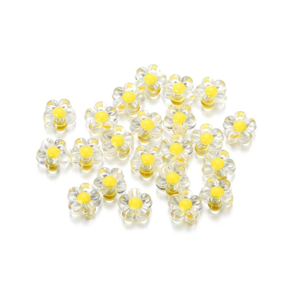 50pcs/Lot Colorful Transparent Acrylic Flower Beads Spacer Loose Beads for DIY Bracelet Necklace Jewelry Making Accessories