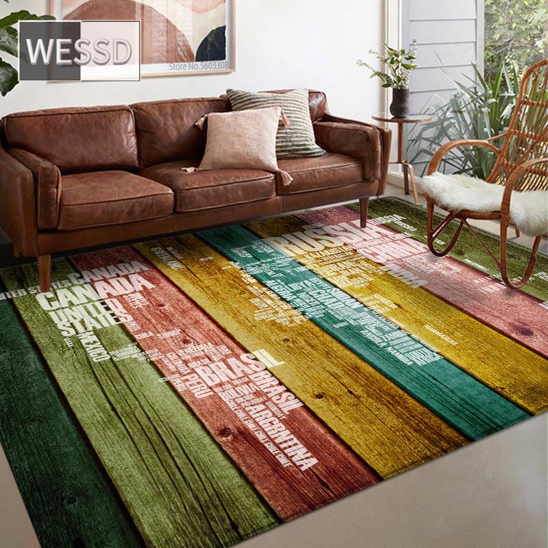Mote Retro Verdenskart 3D Store tepper Stue Anti-skli Myk Bad Gulvmatte Soverom Nattbordsmatte Sofa Teppe Dørmatte