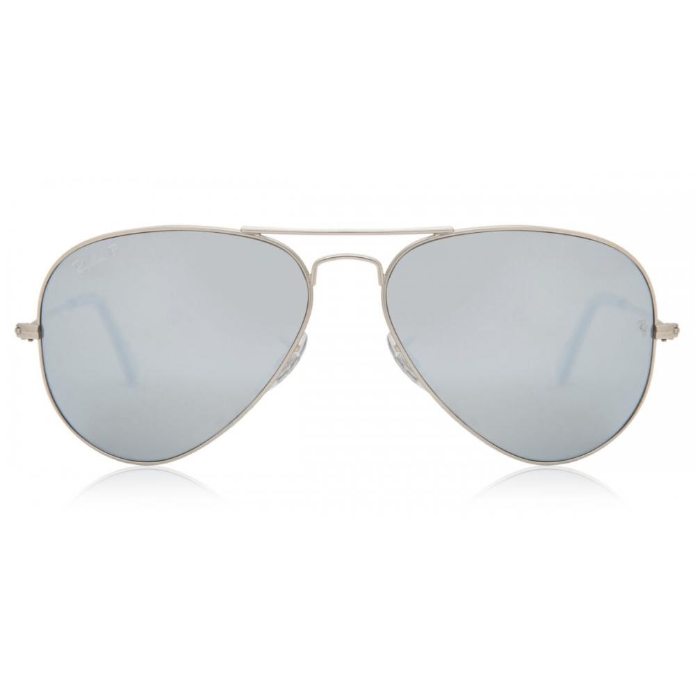Ray Ban Rb3025 Aviator Large Metal Polarized 019 W3 Unisex Sunglasses Matte Silver/58-14-135