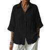 Women's Cotton Linen Loose Fit Color Single Breasted Casual Button Down Shirt for Commute