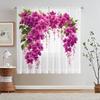 2pcs - Purple Peony Polyester Curtains, Rod Bag Curtains 42 * 84, Bedroom Living Room, Home Room Decoration