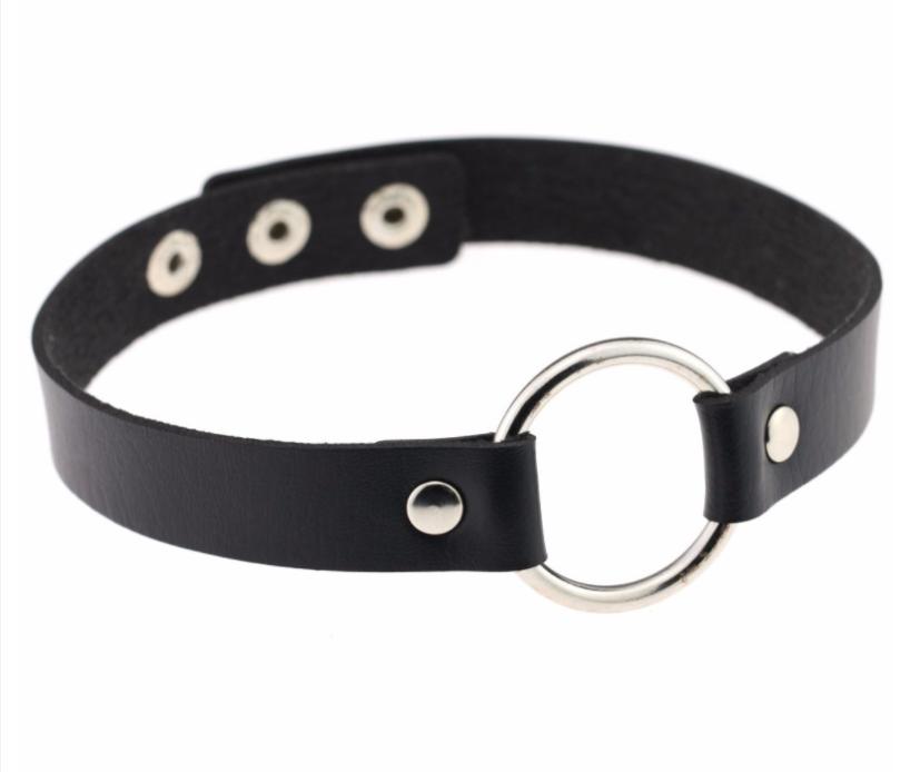 Black gothic choker punk leather choker rock collar women goth choker necklace fashion jewelry