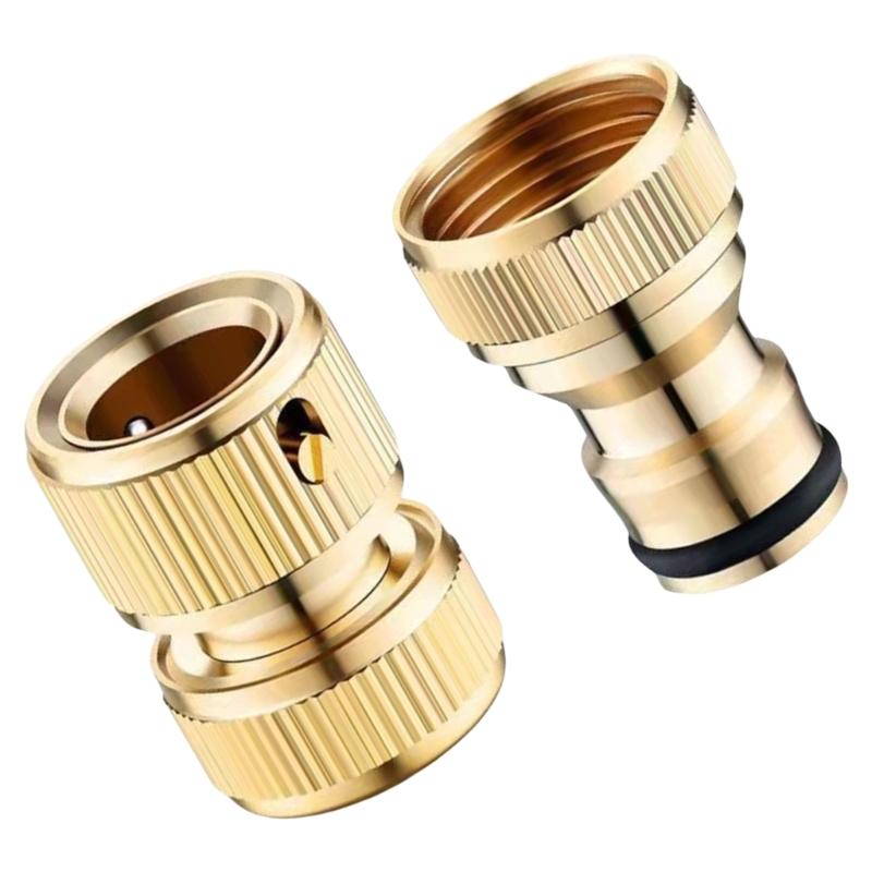 Leak Proof 1/2 Inch Brass Hose Quick Connection Couplers Hose Extension Connectors for Most Faucets Valves & Water Tubes