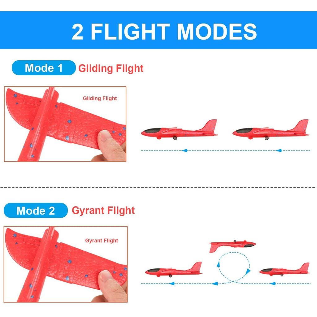 Airplane Launcher Toys, 2 Pcs Foam Catapult Glider Plane with Launcher Airplane Toy, Hand Throw Flying Bubble Airplane Toys for Kids 6-12 Years Old