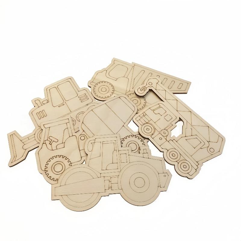 15 Stück Unfertige Holz-LKW-Ausschnitte Bastelartikel LKW-Party-Spiel Gastgeschenke Fahrzeuge zum Bemalen Holz-LKW Hängende Ornamente