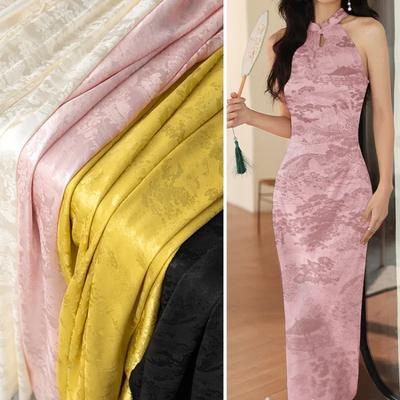 Luxusná žakárová saténová tkanina z kyseliny octovej, tmavá textúra, retro etnický štýl na cheongsam, sukňu s konskou tvárou, hodvábna DIY šijacia tkanina