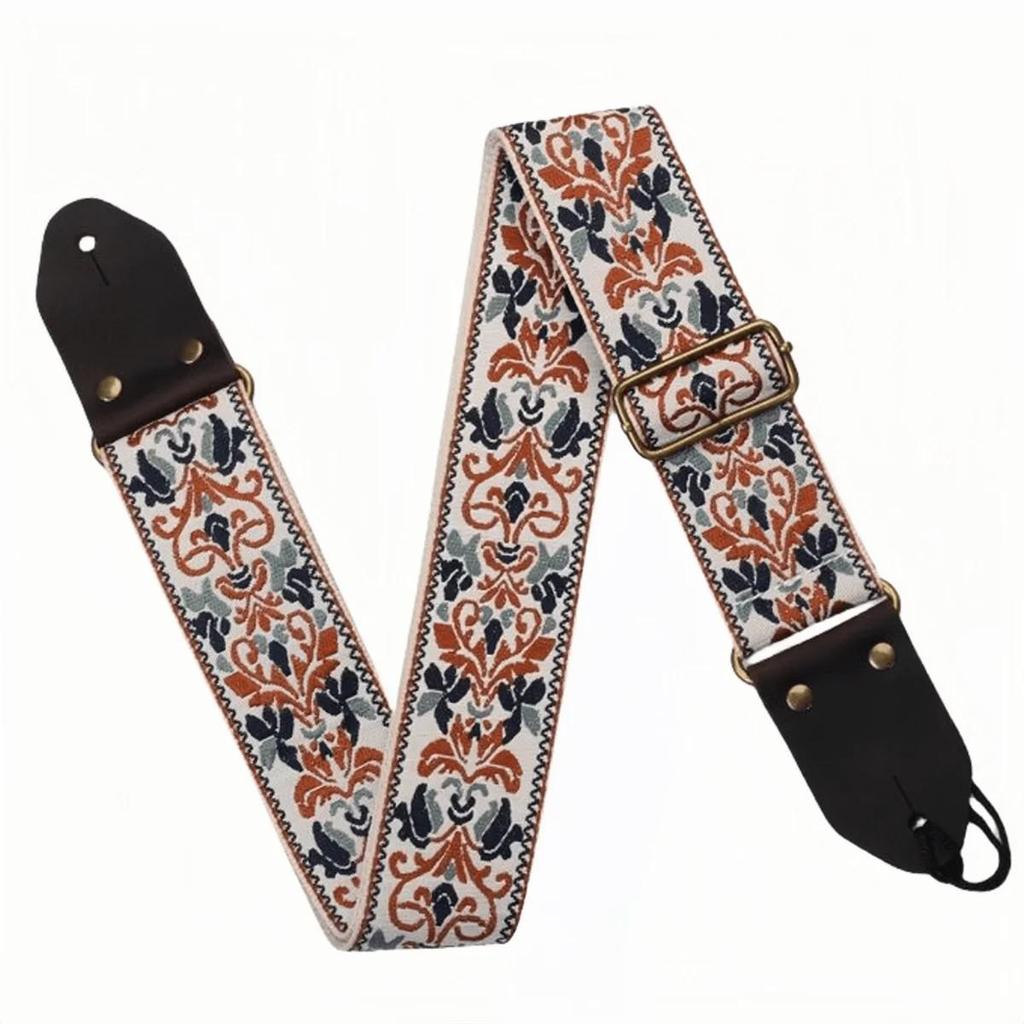 Guitar Strap Embroidery Bohemian Style Adjustable Cotton Ukulele Shoulder Belt