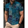 Mens Oversized Retro American Style Polo Shirt With 3D Digital Print Pique Cotton Breathable Comfortable Casual Wear