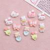 10Pcs New Cute Resin Mini Clouds Pink Series Rabbits Butterflies Flat Back Ornament Jewelry Making Manicure Fashion Accessories