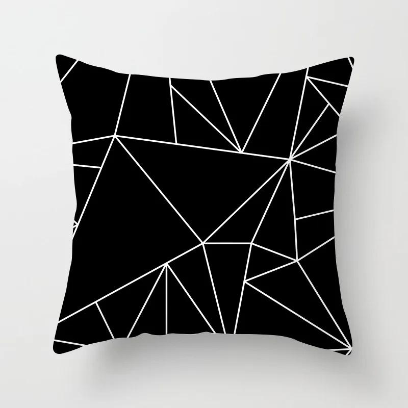 Black and White Geometric Portrait Pillowcase Home Sofa Office Cushion  Cover  Decor Car Decoration
