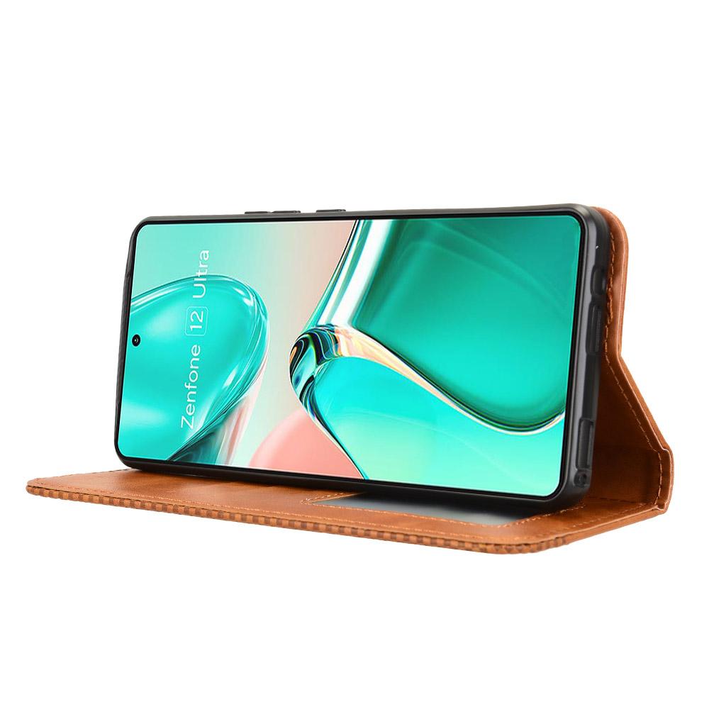 For Asus Zenfone 12 Ultra 5G Case Wallet Stand Retro Texture Leather Phone Cover