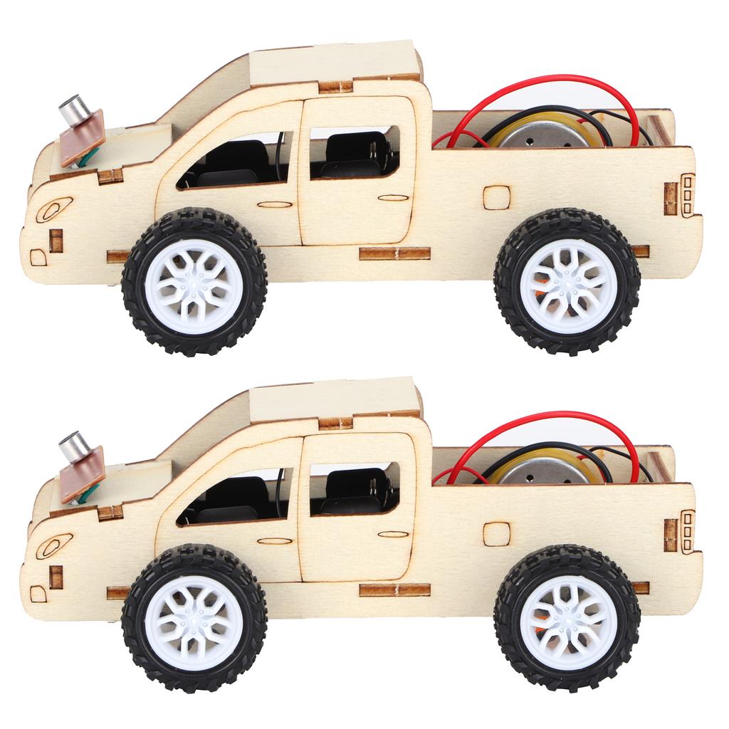 2 Set Wood Voice Controlled Vehicle DIY Toy Car Kit Scientific Experimental Tool for Children