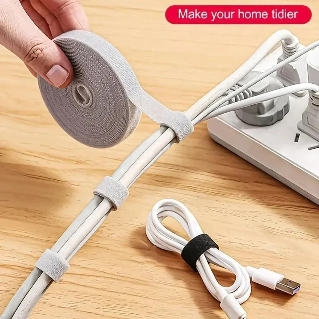 Organizador de cables con cierre de gancho y bucle de 5M, bridas para cables, enrollador de cables, Protector de gestión de Cables USB, bridas para cables de auriculares y ratones