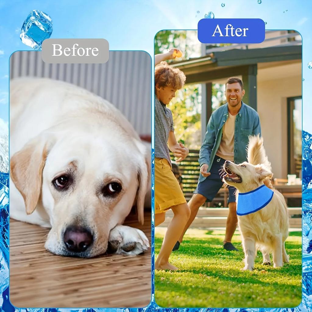 1pc Pet Summer Cooling Scarf, Cool Collar, Suitable for All Breeds In 3 Sizes, Adjustable Fit, Essential for Outdoor Activities