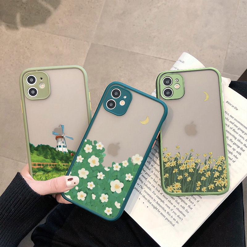Field Flower Scenery Phone Case For iphone 7 8 Plus SE2 16 15 11 12 13 Pro Max 12 13 Mini 14 Plus X XR XS Shockproof Cover Funda