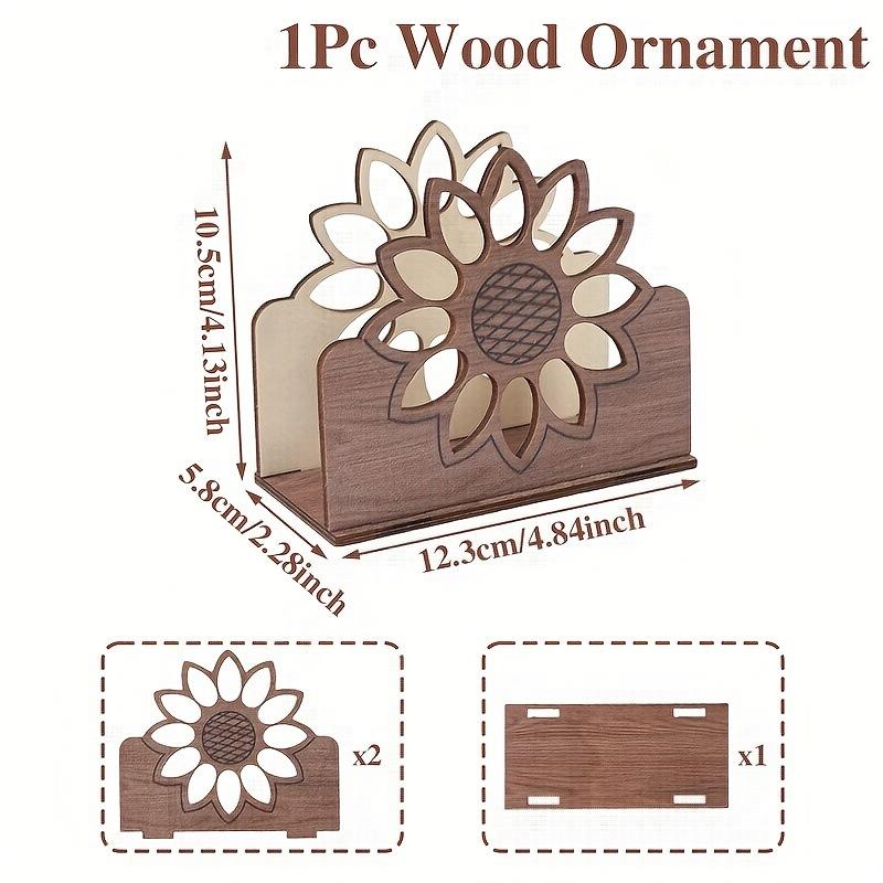 Wooden Sunflower Napkin Holder Cocktail-Style Farmhouse Napkin Dispenser For The Dining Room, Kitchen Table, Countertop Decor