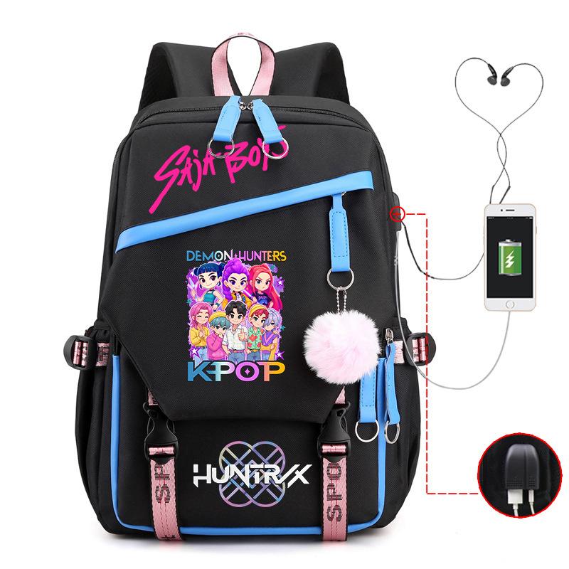 Children'S Schoolbag Contrasting Colors Neutral Leisure Travel Usb Backpack Animation Printing Primary And Secondary School Students
