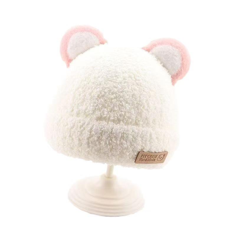 Winter Plush Korean-Style Knitted Baby Hat with Ear Protection for Boys and Girls