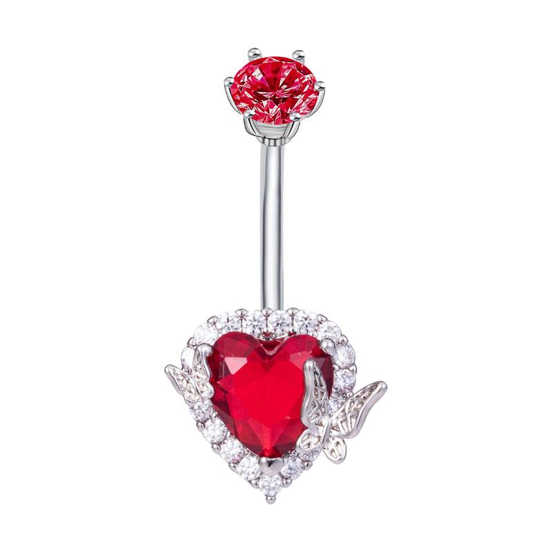 Fashion Butterfly Heart Belly Button Ring Shiny Zircon Navel Piercing Ring For Women Sexy Body Jewelry Accessories Gifts