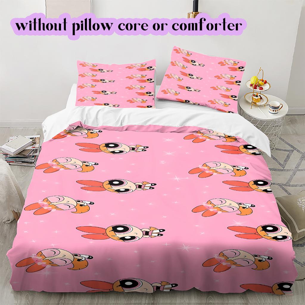 Cartoon characters Pattern Bedding Quilt Set Quilt Cover Pillowcase Home Decoration Birthday Gift (1 * duvet cover + 2 * pillowcase, without core)