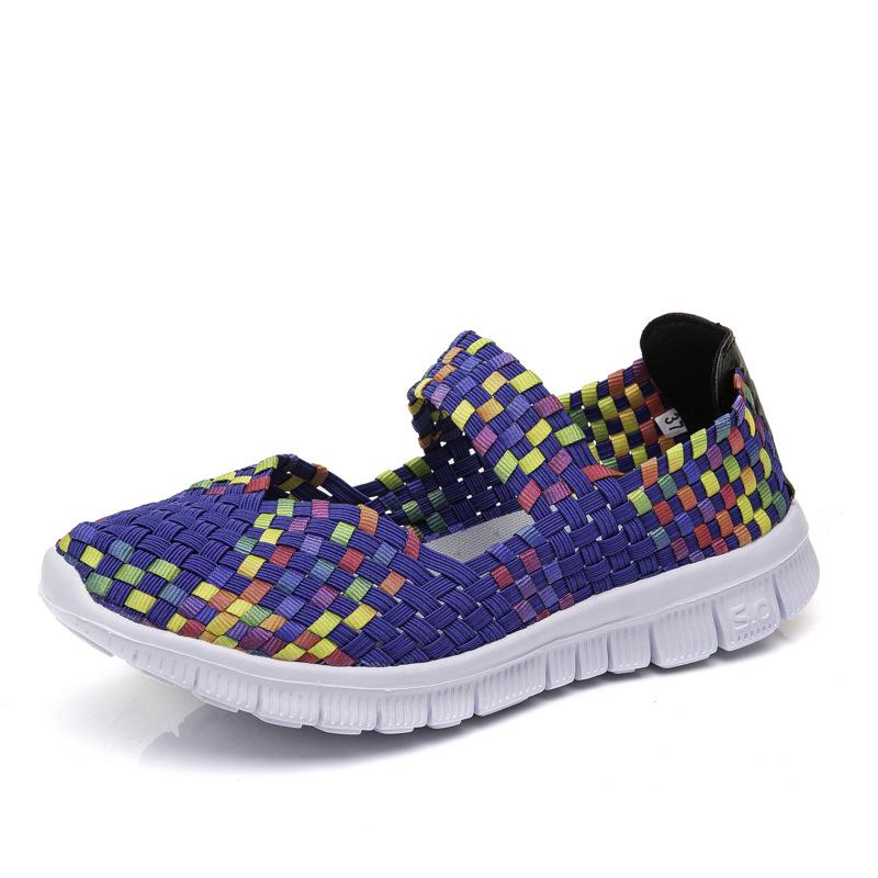 Sapatos Tecidos com Elástico Leve para Mulheres de Meia-Idade e Idosas, Tamanho Grande 42-43, Sapatos Casuais Planos para Mãe.