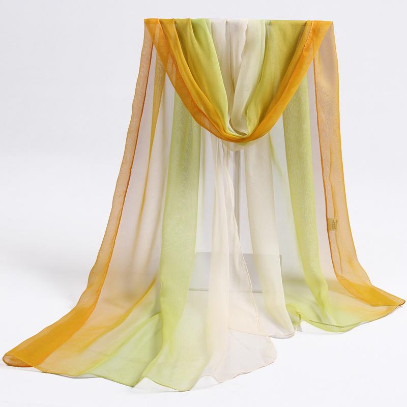 Summer Gradient Scarf Long Scarf Women's Beach Scarf Sun Protection Shawl Air Conditioning Shawl