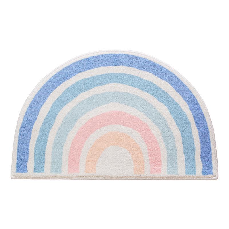 

Rainbow Imitation Cashmere Semicircle Floor Mat - Dirt-Resistant, Easy-Care Decorative Rug for Bedroom 40*60cm [Imitation Cashmere]