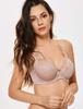 Large Size Full Floral No High Slim Smaller Looking Smaller Bust Light F105 [DELIMIRA] Bra, Cup, Lace, Underwire, Pads, Sides, Back, Bra, Bra, Brown,