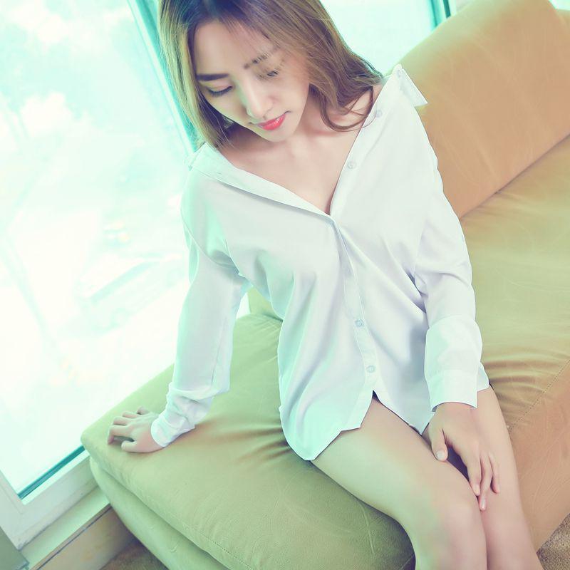 Women's Loose Fit Korean Style White Chiffon Shirt - Spring 2019 Sunscreen Top