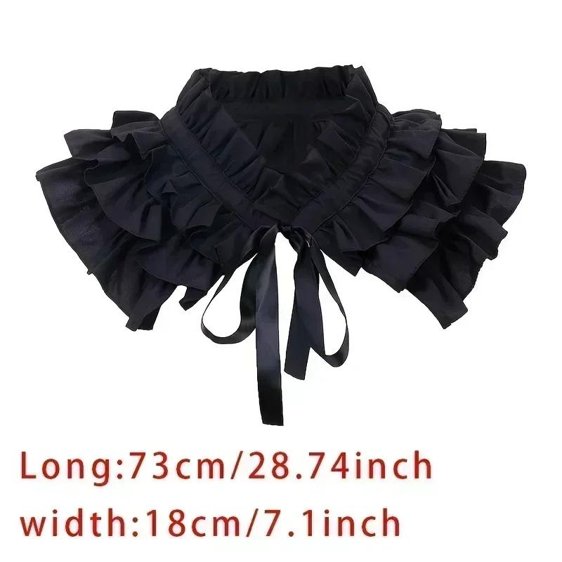 Retro Multi-Layer Lace Collar Fake Necktie Adjustable Standing Collar Decorative Cape Cloak Wrap Overcoat