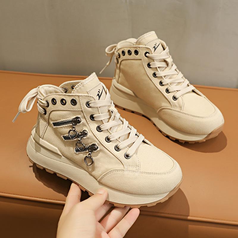 Campus canvas shoes new summer platform muffin high-top shoes heightening denim Martin with skirt sneakers