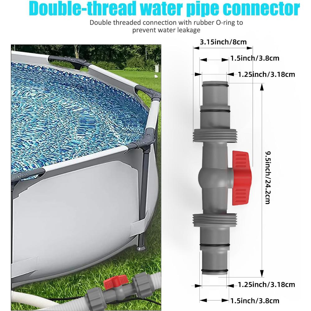 Replaceable Swimming Pools Hose Connector Coupling Interconnecting Coupler with Rubber O-Ring T-Joint Pipe Filter Pump Adapter