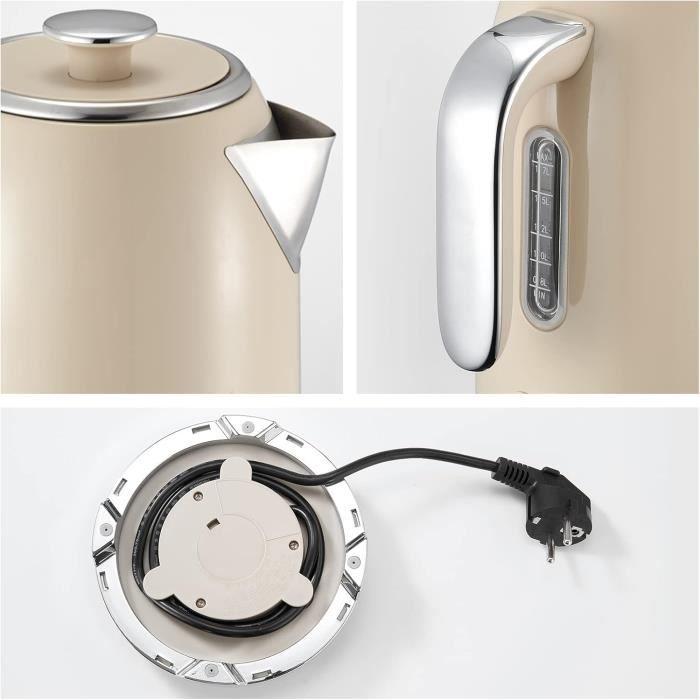 Waterkoker - wiltal - 1,7 l - 2200 w - retro - roestvrij staal - crème