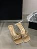 Fairy style with skirt, rhinestone sandals with slippers, square head, thin heel, sandals, women's high heels, soft sole tide
