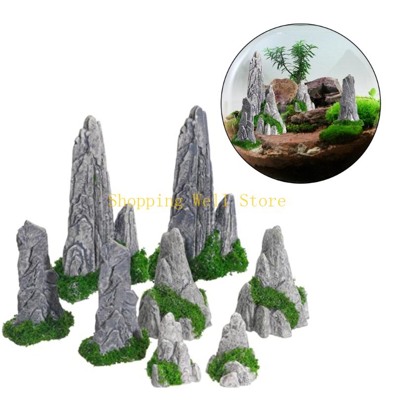 KX4B Organic Tiny Mountain Model Features Calm Area Decoration Set 8Pcs
